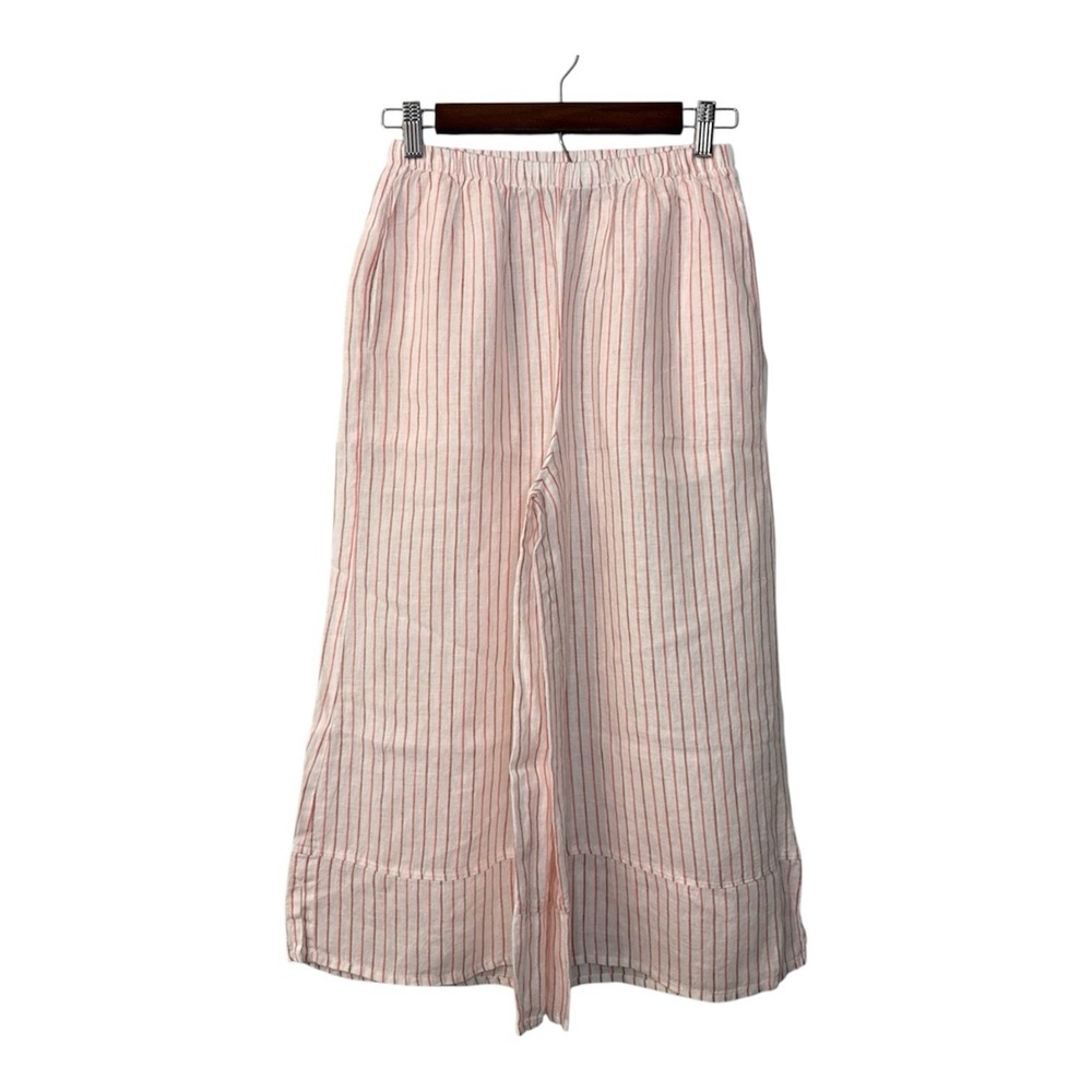 NEW Flax wide leg pants women's P 4-6 oversized baggy orange stripe lagenlook